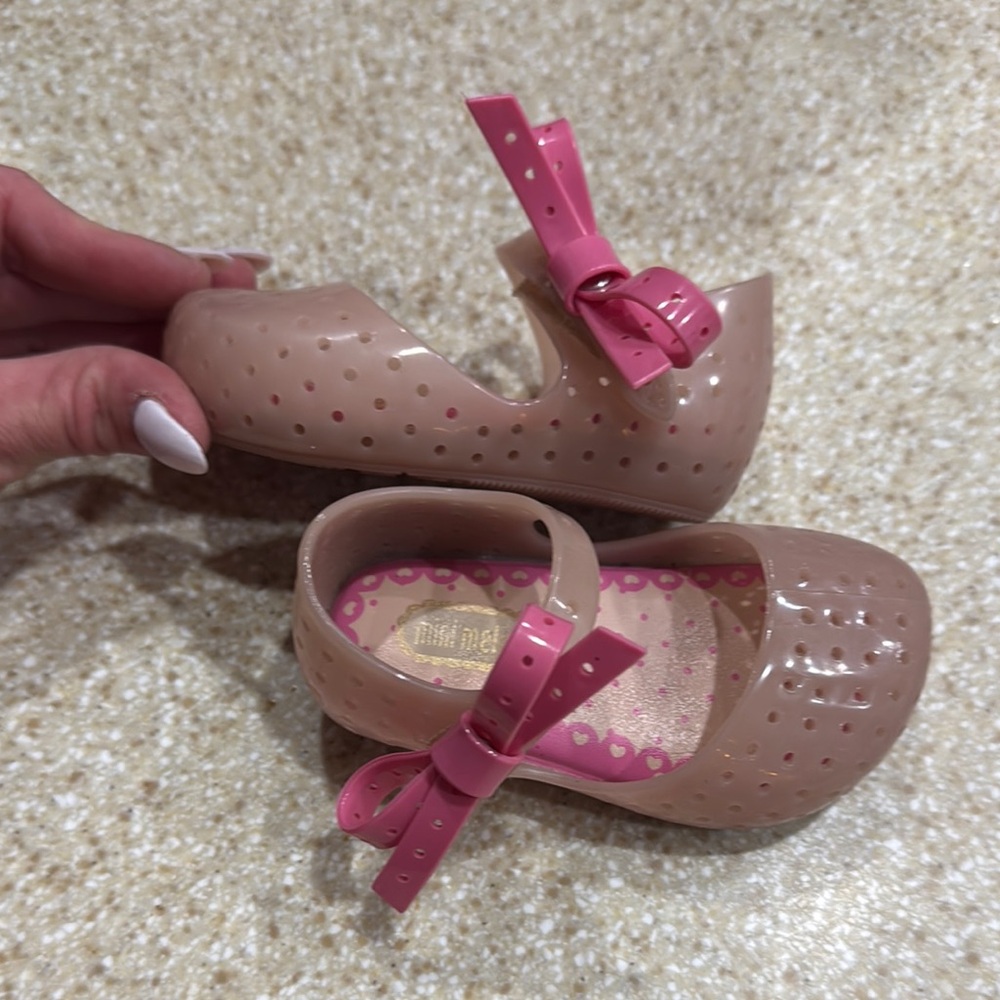 Mini Melissa Kids' Pink and Tan Shoes- or one time